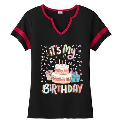 It's My Birthday Cake donut confetti Ladies Halftime Notch Neck Tee