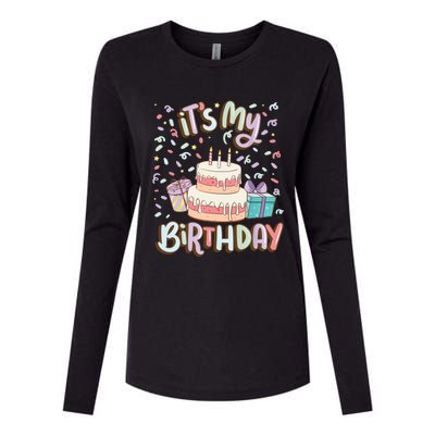 It's My Birthday Cake donut confetti Womens Cotton Relaxed Long Sleeve T-Shirt