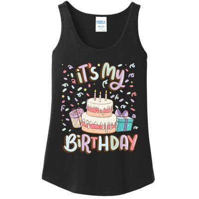 It's My Birthday Cake donut confetti Ladies Essential Tank