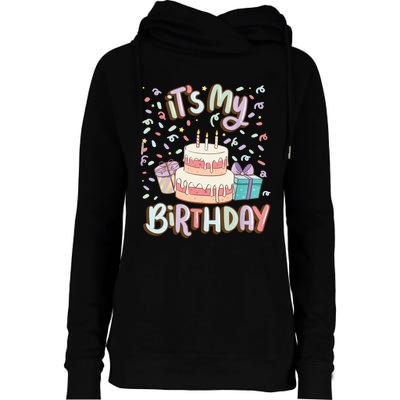 It's My Birthday Cake donut confetti Womens Funnel Neck Pullover Hood