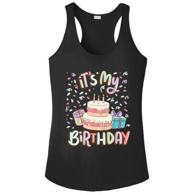 It's My Birthday Cake donut confetti Ladies PosiCharge Competitor Racerback Tank