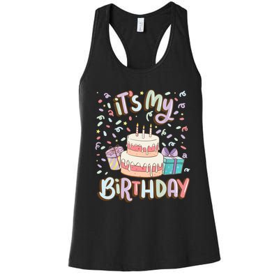 It's My Birthday Cake donut confetti Women's Racerback Tank