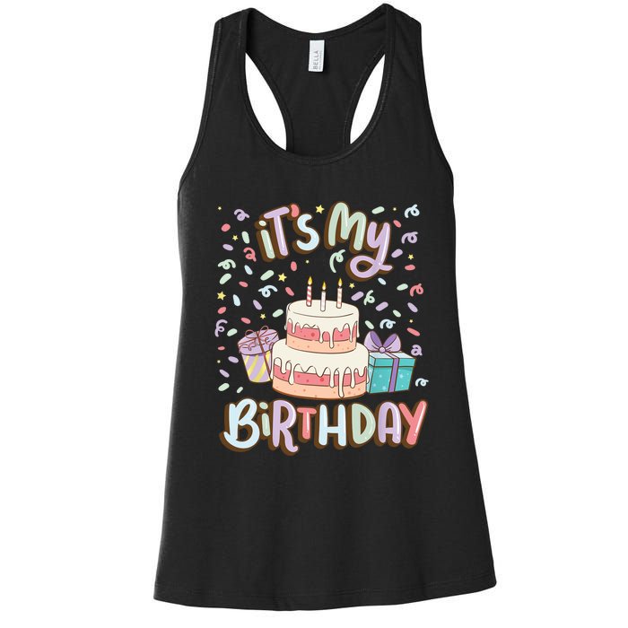 It's My Birthday Cake donut confetti Women's Racerback Tank