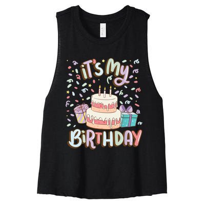 It's My Birthday Cake donut confetti Women's Racerback Cropped Tank