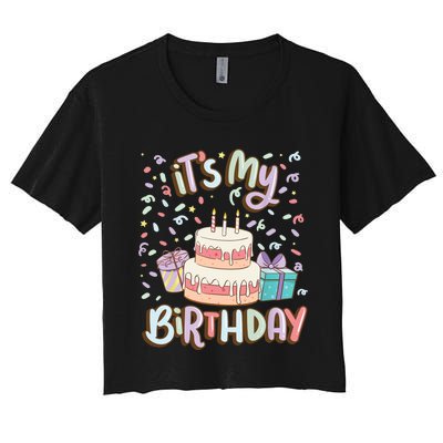 It's My Birthday Cake donut confetti Women's Crop Top Tee