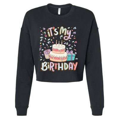 It's My Birthday Cake donut confetti Cropped Pullover Crew