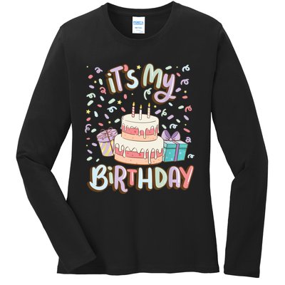 It's My Birthday Cake donut confetti Ladies Long Sleeve Shirt