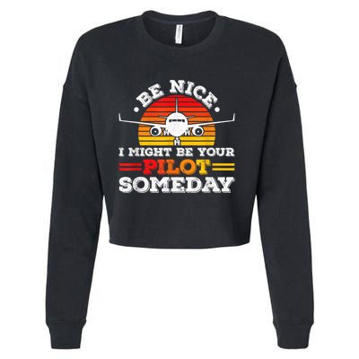 I Might Be Your Pilot One Day Funny Trendy Airplane Pilot Cropped Pullover Crew