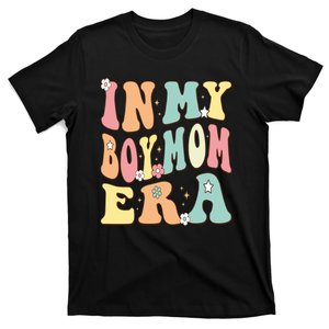 In My Boy Mom Era Baby Announcement Christmas Groovy Retro T-Shirt