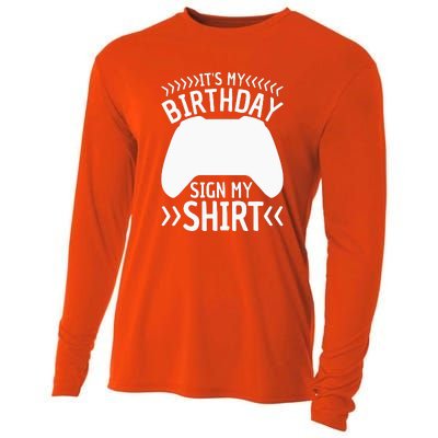 It's My Birthday Sign My Video Game Bday Party Gamer Cooling Performance Long Sleeve Crew