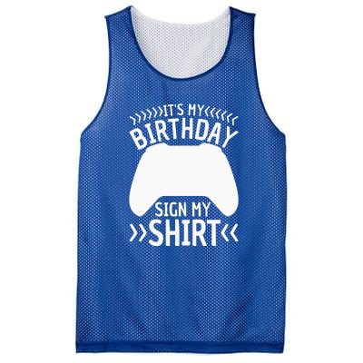 It's My Birthday Sign My Video Game Bday Party Gamer Mesh Reversible Basketball Jersey Tank