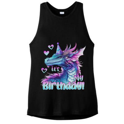 It's My Birthday Dragon Party Cute Dragons Lover Theme Ladies PosiCharge Tri-Blend Wicking Tank