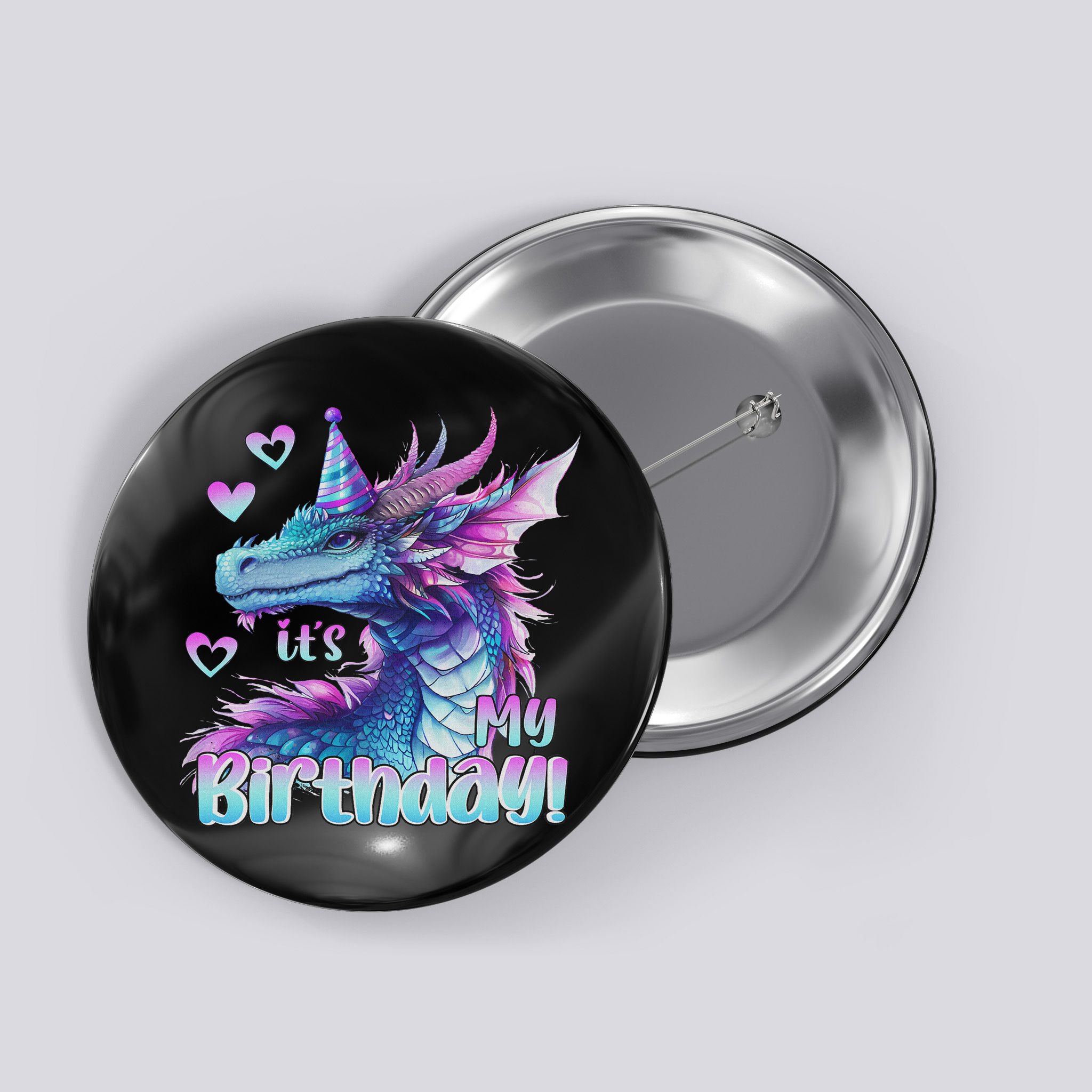 It's My Birthday Dragon Party Cute Dragons Lover Theme Button