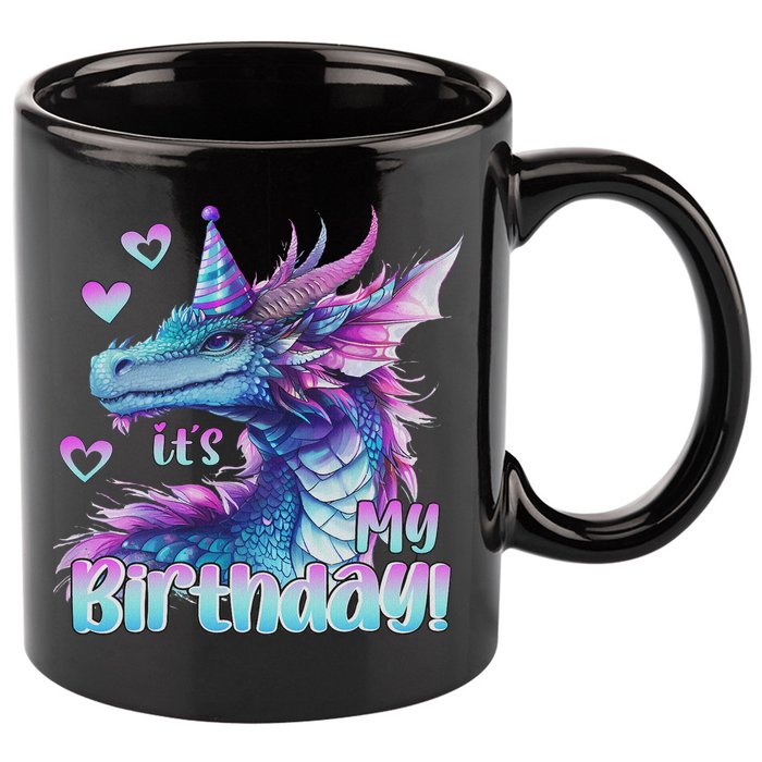 It's My Birthday Dragon Party Cute Dragons Lover Theme 11oz C Handle Ceramic Mug