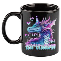 It's My Birthday Dragon Party Cute Dragons Lover Theme 11oz C Handle Ceramic Mug