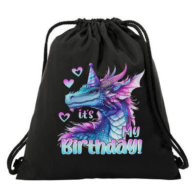 It's My Birthday Dragon Party Cute Dragons Lover Theme Drawstring Bag