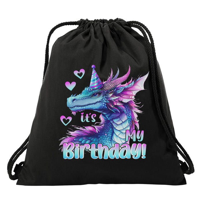 It's My Birthday Dragon Party Cute Dragons Lover Theme Drawstring Bag