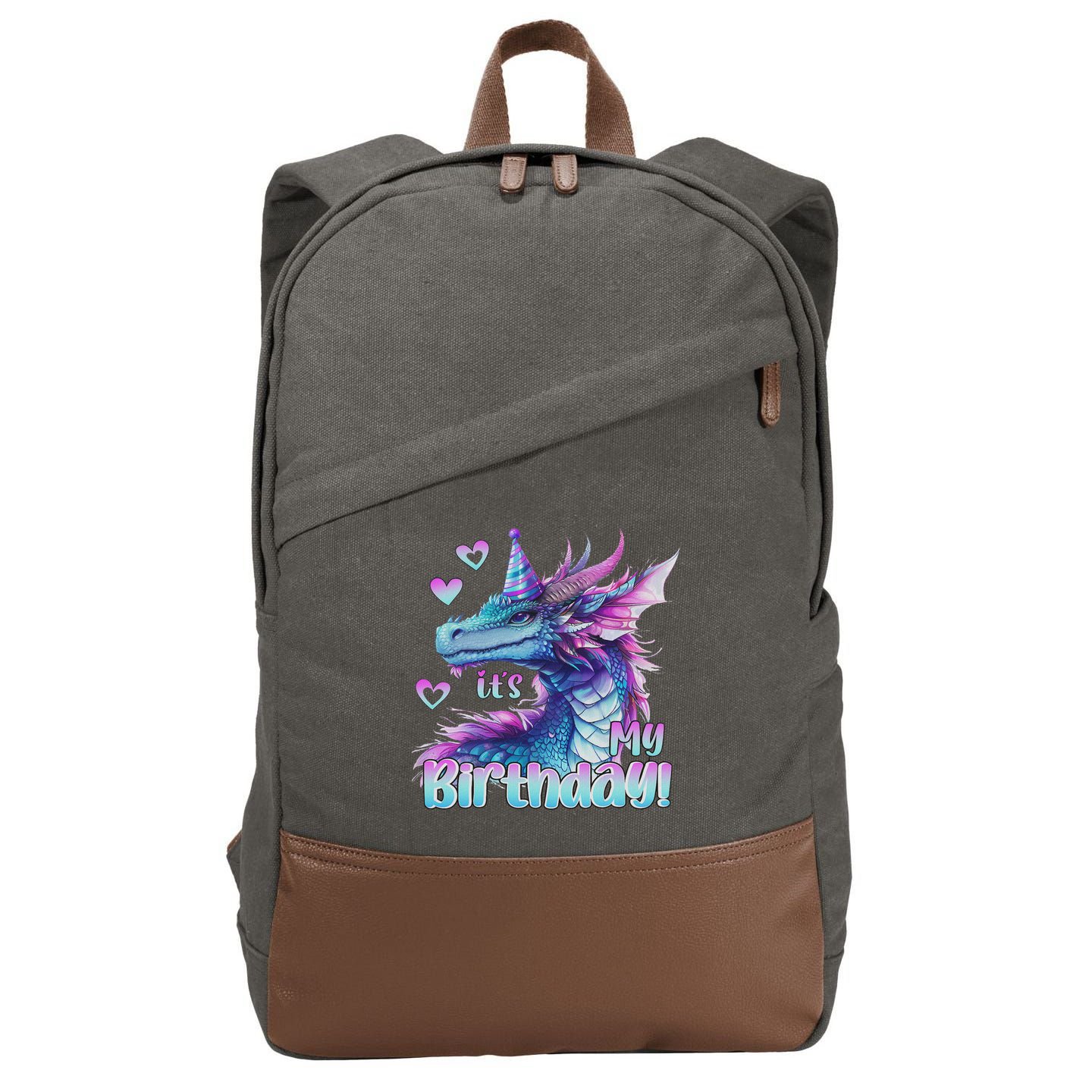 It's My Birthday Dragon Party Cute Dragons Lover Theme Cotton Canvas Backpack
