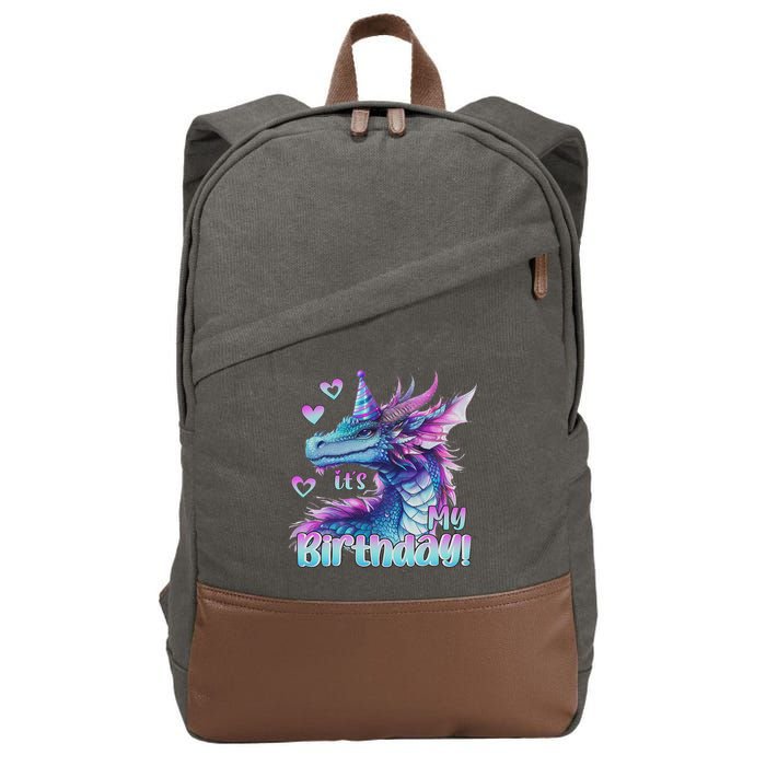 It's My Birthday Dragon Party Cute Dragons Lover Theme Cotton Canvas Backpack