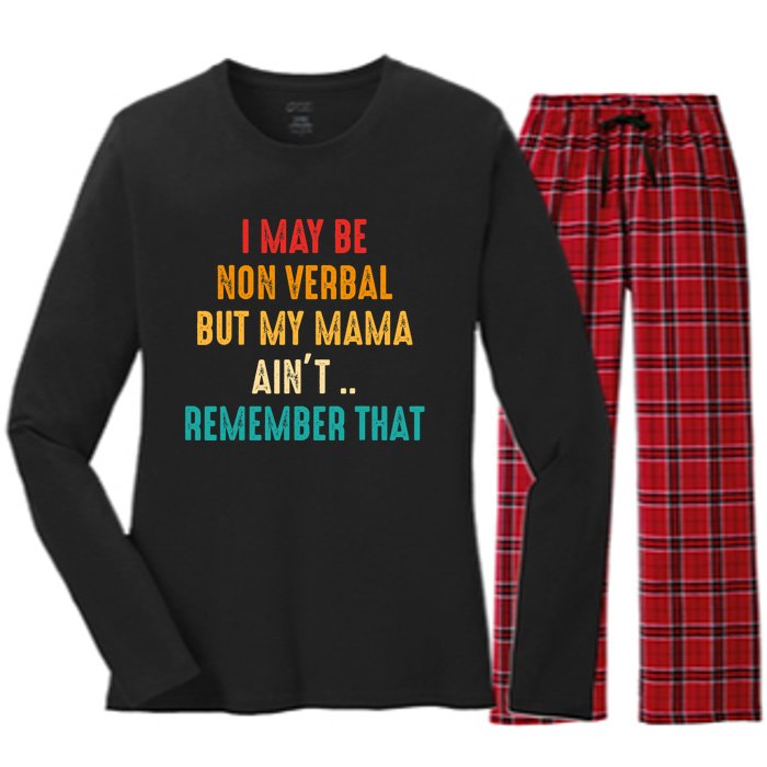 I May Be Non Verbal Nonverbal Autism Awareness Women's Long Sleeve Flannel Pajama Set 