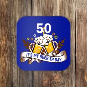 It My Beergreat Giftth Day Birthday Gift 50th Funny Cheer And Beer Cute Gift Coaster