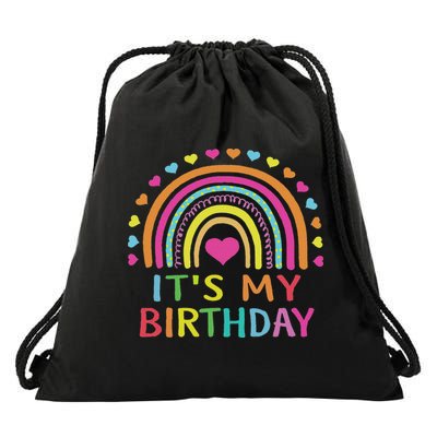 It's My Birthday For Women Ns Gift Rainbow Drawstring Bag