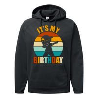 Its My Birthday Dab Retro Sunset Performance Fleece Hoodie