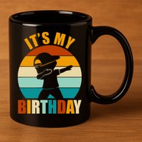 Its My Birthday Dab Retro Sunset 11oz C Handle Ceramic Mug