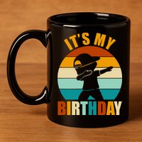 Its My Birthday Dab Retro Sunset 11oz C Handle Ceramic Mug