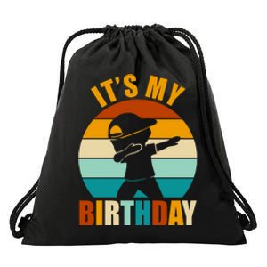 Its My Birthday Dab Retro Sunset Drawstring Bag