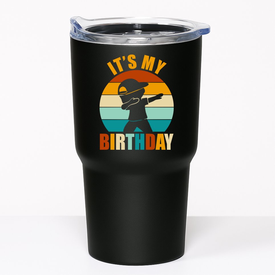 Its My Birthday Dab Retro Sunset Tumbler