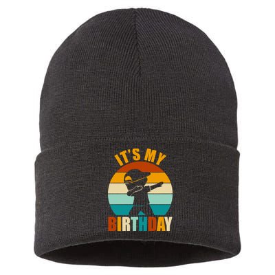 Its My Birthday Dab Retro Sunset Sustainable Knit Beanie