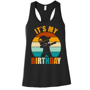 Its My Birthday Dab Retro Sunset Women's Racerback Tank