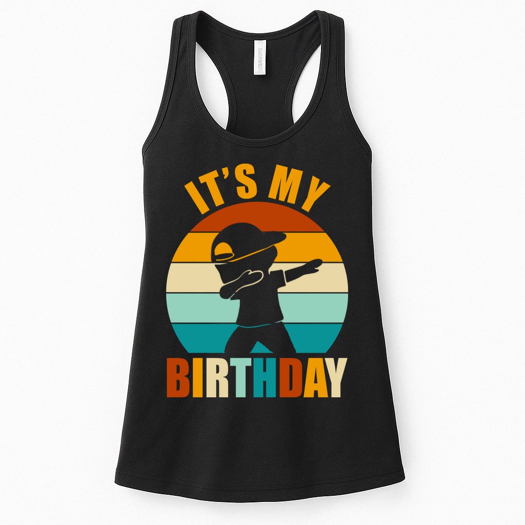 Its My Birthday Dab Retro Sunset Womens Tank Top