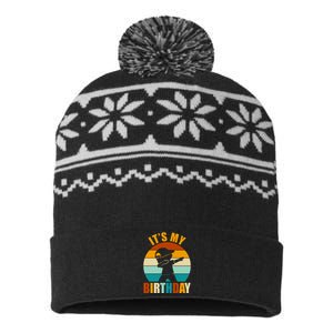 Its My Birthday Dab Retro Sunset USA-Made Snowflake Beanie