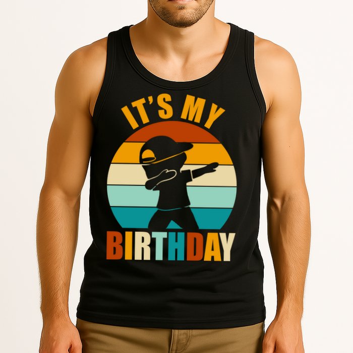Its My Birthday Dab Retro Sunset Tank Top