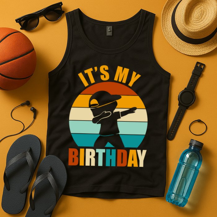 Its My Birthday Dab Retro Sunset Tank Top
