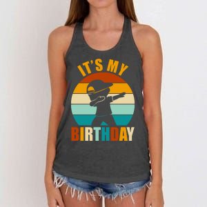 Its My Birthday Dab Retro Sunset Women's Knotted Racerback Tank