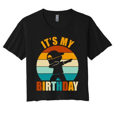 Its My Birthday Dab Retro Sunset Crop Top