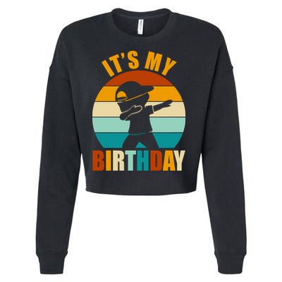 Its My Birthday Dab Retro Sunset Cropped Pullover Crew