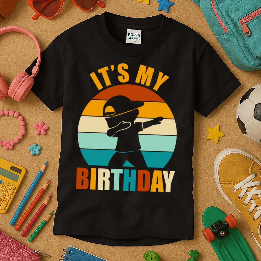 Its My Birthday Dab Retro Sunset Kids T-Shirt