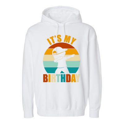 Its My Birthday Dab Retro Sunset Garment-Dyed Fleece Hoodie