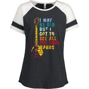 I May Be Old But I Got To See All The Cool Bands Enza Ladies Jersey Colorblock Tee