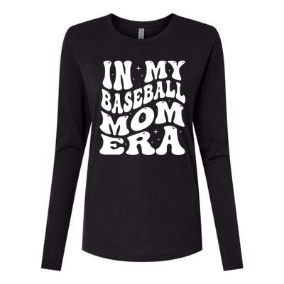 In My Baseball Mom Era Groovy Womens Cotton Relaxed Long Sleeve T-Shirt