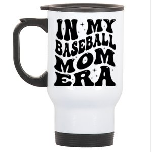 In My Baseball Mom Era Groovy Stainless Steel Travel Mug