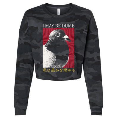 I May Be Dumb Pigeon Japanese Cropped Pullover Crew