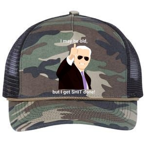 I May Be Old But I Get Shit Done Retro Rope Trucker Hat Cap