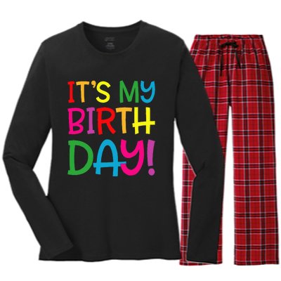 Its My Birthday For Women Teens Birthday Gift Women's Long Sleeve Flannel Pajama Set 