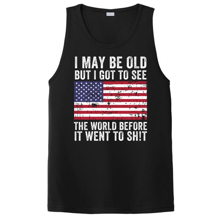 I May Be Old But I Got To See The World Funny Saying World Traveler Travel Lover PosiCharge Competitor Tank