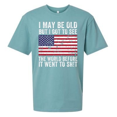 I May Be Old But I Got To See The World Funny Saying World Traveler Travel Lover Sueded Cloud Jersey T-Shirt